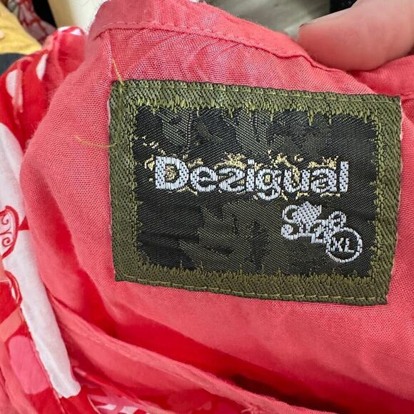 Desigual red tropical sleeveless pockets floral dress size XL - Picture 7 of 8